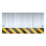 Brushed Metal Hazard Construction Layout Personalized Photo Card