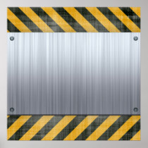 Brushed Metal Hazard Construction Layout Print