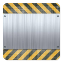Brushed Metal Hazard Construction Layout Square Stickers