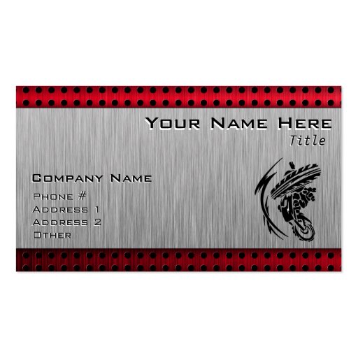Brushed metal look Dirt Bike Business Card Template (front side)