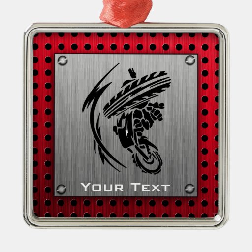 Brushed metal look Dirt Bike Christmas Tree Ornaments