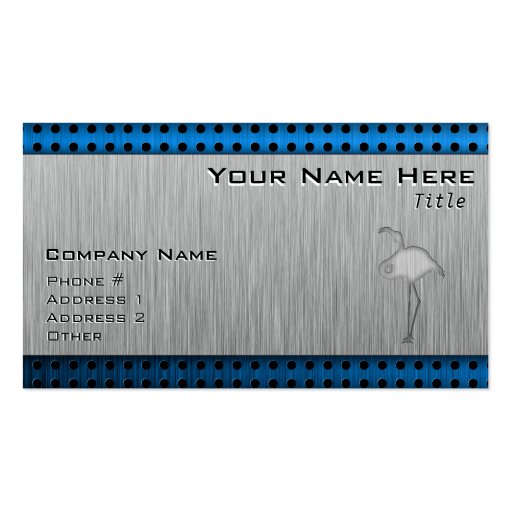 Brushed metal-look Flamingo Business Card (front side)