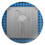 Brushed metal-look Flamingo Party Plate