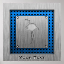 Brushed metal-look Flamingo Print