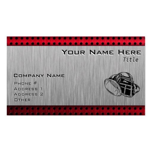 Brushed metal look Football Business Cards (front side)