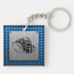 Brushed metal look Football Player Square Acrylic Keychains