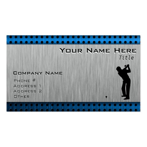 Brushed metal look Golf Business Cards (front side)