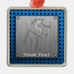 Brushed Metal-look Hurdler Christmas Ornament