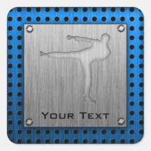 Brushed Metal-look Martial Arts Square Stickers