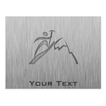 Brushed Metal-look Mountain Climbing Post Card
