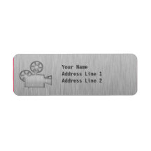 Brushed Metal-look Movie Camera Return Address Label
