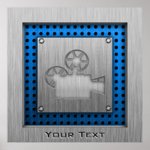 Brushed Metal-look Movie Camera Print