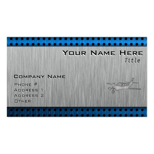 Brushed Metal-look Plane Business Cards (front side)