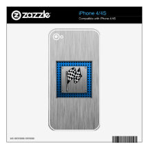 Brushed metal look Racing Flag iPhone 4S Skins