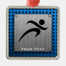 Brushed Metal look Running Christmas Tree Ornament