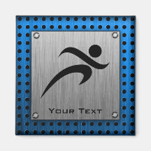 Brushed Metal look Running Fridge Magnet