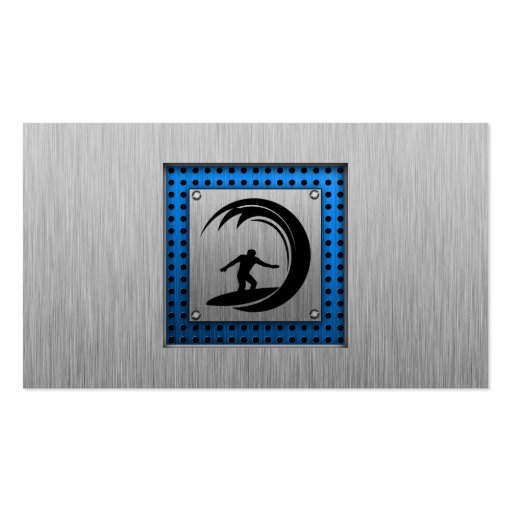 Brushed Metal look Surfing Business Card Template (back side)