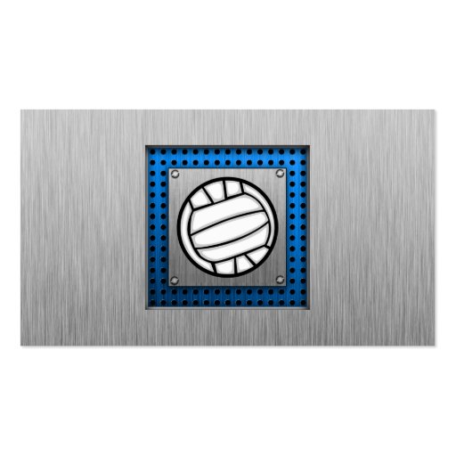 Brushed Metal look Volleyball Business Card Templates (back side)