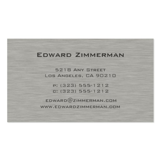 Brushed Metal: Silver Textured Business Card (back side)