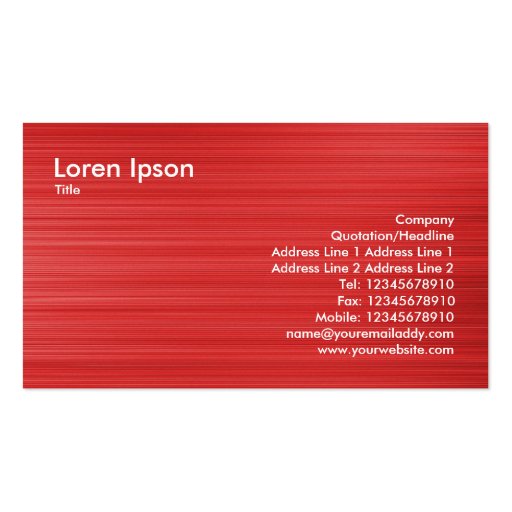 Brushed Red Business Cards (front side)