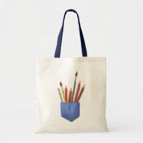 Brushes and pencils in fairy pocket bag bags