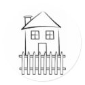 Brushstroke White Picket Fence House stickers by White_Wedding Brushstroke White Picket Fence House stickers