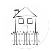 Brushstroke White Picket Fence House stickers