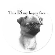 Brussels Griffon Happy Face Round Stickers