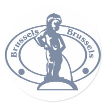 Brussels Stamp Round Sticker