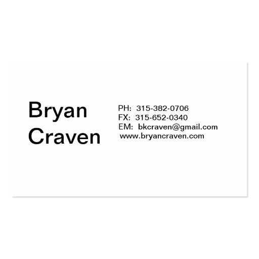 Bryan Craven Business Card Templates (front side)