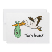 BT- Funny Stork Baby Shower Invitations
