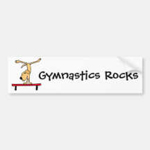 BT- Yellow Labrador on Balance Beam Cartoon Bumper Stickers
