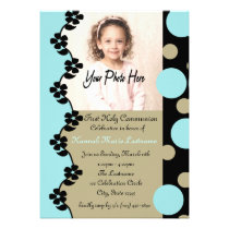 Bubble and Flowers First Communion invitations