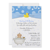 Bubble Bath Baby Boy Shower Invitation
