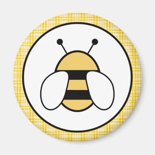 Bubble Bee with Plaid Background Fridge Magnet