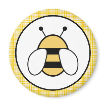 Bubble Bee with Plaid Background magnets