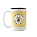 Bubble Bee with Plaid Background mugs by doodles_designs Bubble Bee with Plaid Background mugs
