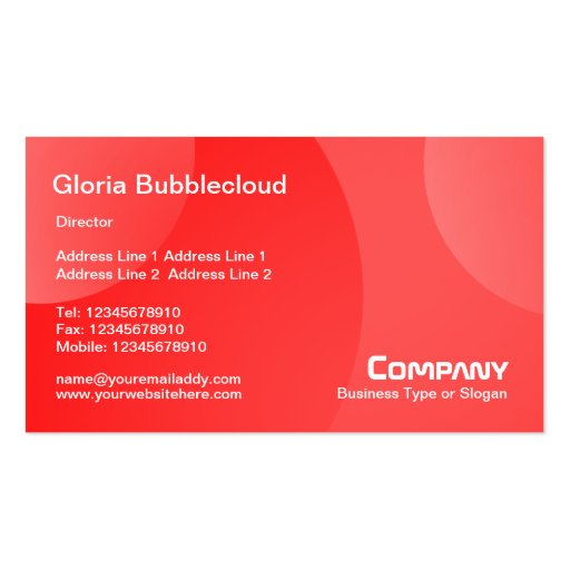 Bubble Cloud - Shades of Red Business Card (front side)