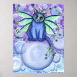 Bubble Fairy Cat Whimsical Fantasy Art Print posters