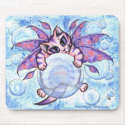 Bubble Fairy Kitten Cat Fantasy Art Mousepad