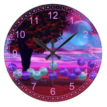 Bubble Garden - Abstract Rose and Azure Wisdom wall clocks