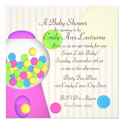 Bubblegum Baby Shower Invitations