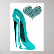 Bubblegum Blue and 3D Heart Poster