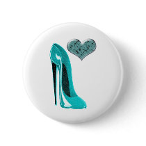 Bubblegum Blue Stiletto Shoe and 3D Heart Button