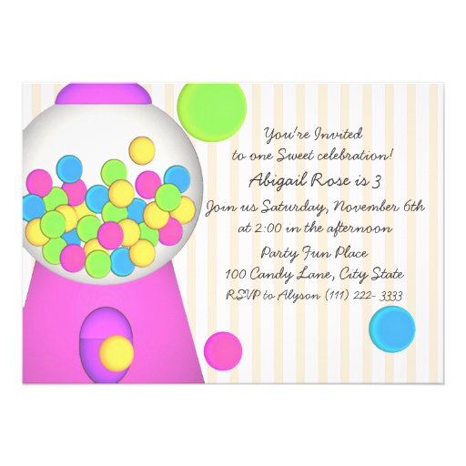 Bubblegum Candy Birthday Personalized Announcement