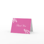 Bubblegum Pink and White Flourish Thank You Note cards