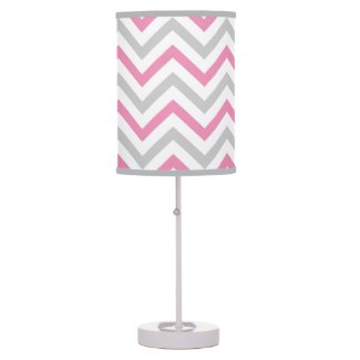 Bubblegum Pink, Gray and White Chevron Pattern Lamps