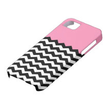 Bubblegum Pink with Black and White Chevron iPhone 5 Cover