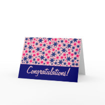 Bubblegum Stars, Pink & Navy, graphics design Greeting Cards