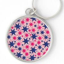 Bubblegum Stars, Pink & Navy, graphics design Key Chains
